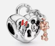 Authentic Pandora #780109C01 Disney Mickey & Minnie Mouse Padlocked Love Charm