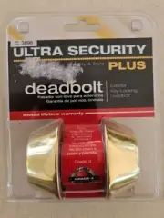Ultra Security Deadbolt Polished Brass Exterior Key-Locking Deadbolt NIB 3896