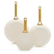 GreenPan Frying Pan Set Ceramic Non-Stick Durable Aluminum Cloud Cream (3-Piece)
