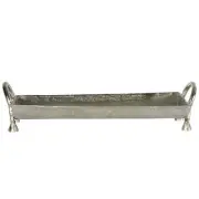 METAL TRAY WITH HANDLE ~ ALUMINUM TRAY ANTIQUE SILVER ~ HOME ACCENT ~ HOME DECOR
