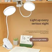 Foldable LED Desk Lamp, USB Rechargeable, 3 Modes Touch Dimming Clip-on Reading Light for Eye Protection