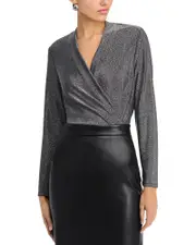 Status by Chenault Long Sleeve Metallic Top