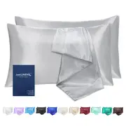 LINENOVA Silk Satin Pillowcases Twin Pack Queen Size 51 x 76 cm 12 Colours