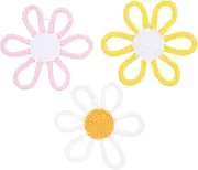 MUCKLILY 3pcs Woven Daisy Flower Macrame Wall Hanging Nursery Decor for Girls Soft Boho Wall Art Versatile Floral Decor for Home Bedroom and Dorm
