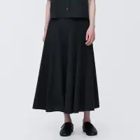 在飛比找博客來優惠-【MUJI 無印良品】女有機棉涼感平織布寬擺裙 S 黑色