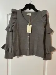 NWT Joyfolie Mia Joy Girls 12 Astrid Cardigan Pewter Sparkly Silver Gray New