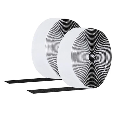 1 Set 1" x 9ft Hook and Loop Strips Roll Tape Double Sided Black