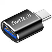 TweTech USB A (Female) to USB Type-C (Male) Adapter, OTG, USB-C Converter, Compatible with Smartphone, Tablet, Laptop, Android, iMac MacBook Mac iPad iPod and Other USB Type-C Devices (Black)