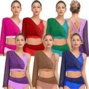 Women's Rhinestone Shiny Dance Tops Lyrical Ballet Costumes Modern Dance Shirts