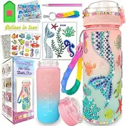 LADFAR Decorate Your Own Water Bottle Kits for Girls Age 4-6-8-10,Mermaid Painting Crafts,Fun Arts and Crafts Gifts Toys for Girls Birthday Christmas Mermaid