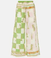[Alemais] Alémais Checked printed linen culottes UK 14 multicoloured
