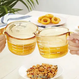 【3人團】美國康寧玻璃量杯牛奶杯家用食品級帶刻度杯耐高溫帶把