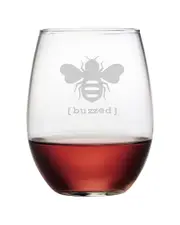 Susquehanna Glass Buzzed Set of Four 21oz Stemless Wine Glasses