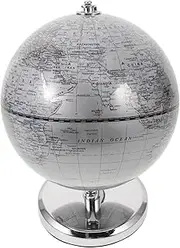 NUOBESTY Globe Ornament Classroom Globe Learning Office Earth Desk World Desktop Adults Rotating for Educational Classroom Geography Learning Tools Geography School Silver Silk Screen