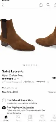 Saint Laurent Men’s WYATT 40 Boots 44/11. $1100