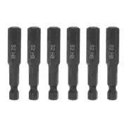 6Pcs 8mm Magnetic Impact Hex Head Wrench Drill Bit Metric S2 Steel 2" Long Black