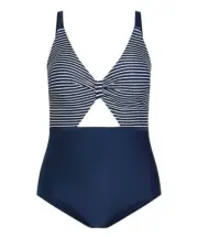 CITY CHIC Plus Size S / 16 Bathers Lani One Piece Swimwear Navy White Stripe