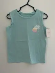 Grayson Mini Toddler Girls Palm Tree Lightweight Sleeveless Top Aqua 3T NWT