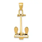 14k Yellow Gold 3-D T-Bar Style Anchor Pendant