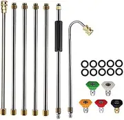 AgiiMan Gutter Cleaning Tool for Pressure Washer - Roof Cleaner Lance Nozzle - 4000 psi 5 Tips, Window Washing Accessories, Power Washer Extension Wands