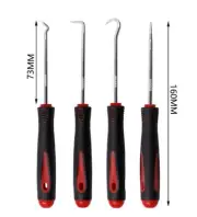 Pick and Hook Probe Tool Set (4 Tools) - Red Soft Handle Grip