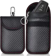 Faraday Pouch for Car Keys 2PCS Keyless Car Key Signal Blocker Pouch Anti-Theft Faraday Bag RFID Key Pouch for Car Keys Security Fobs Protection, Black, Modern