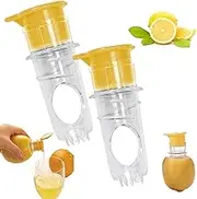 2025 New Screw-Top Lemon Squeezer, Manual Juice Extractor with Built-In Filter Orange Citrus Press, Spout & Corer for Cocktails Drinks (Yellow*2)