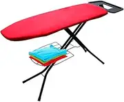 Folding Ironing Board with Iron Rest and Clothes Tray, Adjustable Height at 4 Levels, 1 cm Thick Foam, Metal Ironing Board
