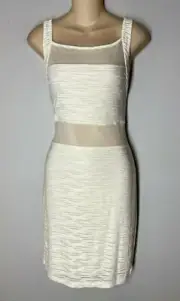 Arden B Pristine Ivory Sleeveless Mesh Illusion Textured Cocktail Dress NWT Sz.L