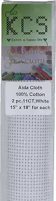 2 Pc of 15" X 18" Counted Cross Stitch Cotton Aida Cloth Needlework Fabric (Whit