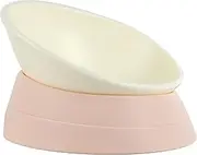JWPC Bulldog Bowl Anti-Slip Dog Cat Dish Detachable Rubber Dog Bowl Pet Sterile Tilted Pet Feeder Slope Base,White
