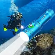 WINDFIRE Scuba Diving Light – Super Bright Diving Flashlight with 3 Modes & Power Indicator, IP68 Waterproof Rechargeable Underwater Torch for Scuba Diving, Snorkeling, and Underwater Exploration