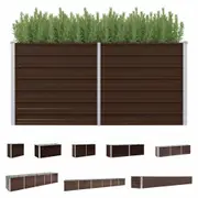 Garden Raised Bed Flower Box Plant Pot Planter Brown Galvanised Steel vidaXL