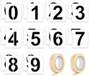 20 Pieces Curb Stencil Kit 0-9 Address Number Reusable Plastic Numbers Stencils with 2 Rolls Masking Tape for Painting Address in Wall Wood Road Mailbox(3 Inch Height)