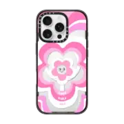 iPhone 16 Pro Impact Case MagSafe Compatible Pink Y2K Flower Pattern