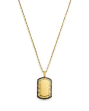 Bloomingdale's Fine Collection Men's Black Diamond Dogtag Pendant Necklace in 14K Yellow Gold, 0.5 ct. t. w.