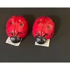 NEW! Ceramic Ladybug Salt & Pepper Shakers Black & Red