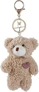 [Junfamilee] Junjun Plush Stuffed Animals Bag Pendant, Kawaii Rabbit Keychain, DIY Trinket Dog Plush Keyring Heart Teddy Bears, Car Accessories, Brown