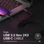 【RINGKE】USB 3.2 GEN 2X2 USB-C TYPE-C TO TYPE-C 20GBPS PD3.1 240W CABLE 快充數據傳輸充電編織線 2M