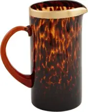 Mud Pie 47 oz Glass Tortoise Pitcher, Brown