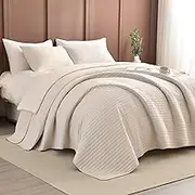 Lady Ann Oversized King Size Bedspread 128x120, 3pcs Extra Large Lightweight Summer Quilt Coverlet King Size,Wheat Cal King Quilt Bedding Blanket Thin Comforter Bed Cover Ultra Soft and Cozy
