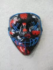 Light Up LED Purge Mask Costume Blue Cosplay Party 3 Modes Halloween Clubbing