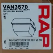 RAB Lighting VAN3S70 Vandal Proof Ceiling 9x9 Bronze 70W HPS 120V Lights