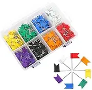 LABUBU Colored Flag Map Push Pins - 400 Pack Multicolored Decorative Travel Map Tacks Plastic Head with Steel Point for Cork Bulletin Board, Picture Hanging at Home Office School (8 Assorted Colors)
