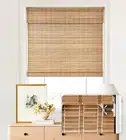 No Tools No Drill Cordless Bamboo Roman Shades, Light Filtering Window Treatment