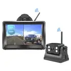 Wireless 5" Dual Screen Monitor Magnetic Base Battery Powered Reversing Camera