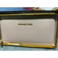 在飛比找蝦皮購物優惠-MICHAEL KORS 經典素面L型拉鍊長夾 十字紋防刮真