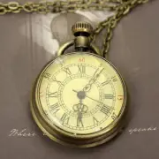 Small Size Retro Style Pocket Watch Quartz Analog Stainless Metal Bronze Japan