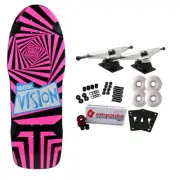 Vision Skateboard Complete Original Black/Pink 10" x 30" Old School