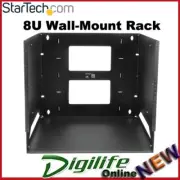 StarTech 2-Post 8U Wall-Mount Server Rack with Shelf and Adjust Depth